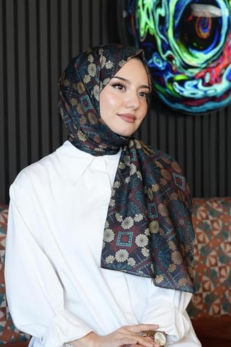 Alternative view of Çiçek Desen Koyu Yeşil Soft Pamuk Şal Çok Renkli9
