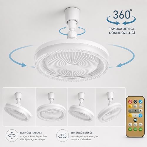 Modern Kristal Tasarım Lambalı Tavan Vantilatörü, Uzaktan Kumandalı, E27 Duy, Sessiz Fanlı Tavan Lambası, 3 Kademe Hız Ayarlı, 3 Renk LED Aydınlatmalı, Enerji Tasarruflu Fan, Zaman Ayarlı