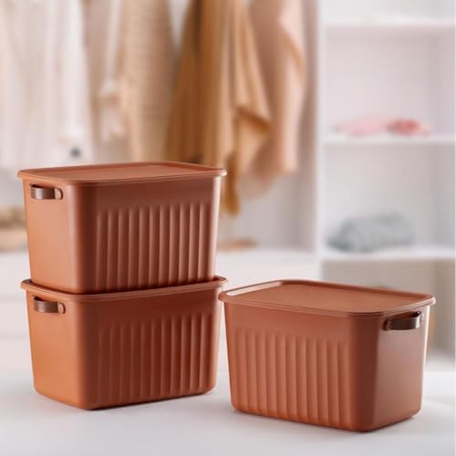 1 Adet Düzenleyici Kapaklı Kutu, Dekoratif Saklama Kutusu, Organizer (35cm*25cm*22cm) KREMİT 15 LİTRE
