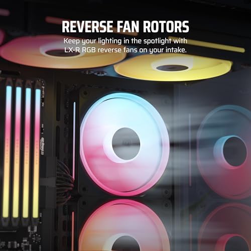 iCUE Link LX120-R RGB 120mm PWM Ters Fanlar - Üçlü Fan Kiti - Düşük Gürültülü,  Manyetik Kubbe Rulman, Çift Işık Döngüsü,  QuikTurn Vidaları, Sıfır RPM Modu - Siyah