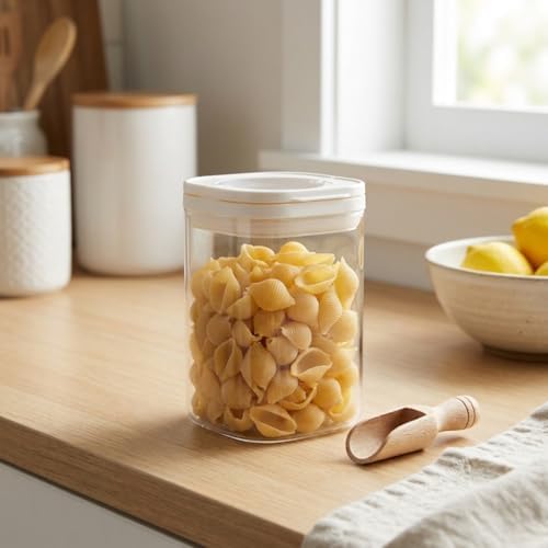 Vakum Kapaklı Kare Cam Erzak Kavanozu - Hava Almaz Şeffaf Mutfak Düzenleyici Bakliyat ve Baharat Saklama Kabı (Akrilik Değildir) - 600ml / 900ml / 1200ml Seçenekli (900ML)