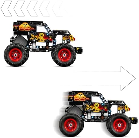 Alternative view of Jam Grave Digger Ateş ve Buz 42219 – 7 Yaş ve Üzeri Kız ve Erkek Çocuklar için Gerçekçi Detaylar İçeren Çek Bırak Kamyon Oyuncak Yapım Seti, Yaratıcı Hediye Fikri (263 Parça)