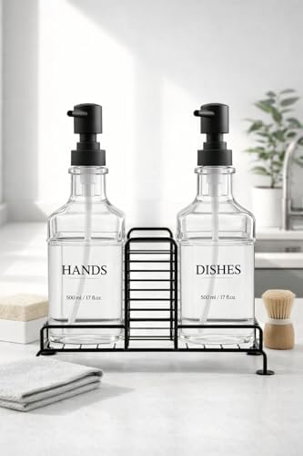 Alternative view of 2 Li Stantlı Siyah Sıvı Sabunluk Deterjanlık Seti Mutfak Evye Banyo Lavabo Tezgah Üstü Pompalı Dispenser Şık Minimal Düzenleyici