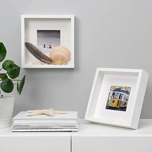 Sannahed  RIBBA 25X25 CM DERİN BEYAZ KARE AHŞAP FOTOĞRAF RESİM ÇERÇEVESİ PASPARTULU
