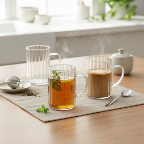 3'lü Borosilikat Cam Kupa Seti - 300 ml Isıya Dayanıklı İnce ve Hafif Çay/Kahve Bardağı - Kurşunsuz Ekolojik (3 Adet)