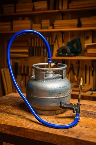 Pürmüz Şaloma, LPG Uyumlu, 90 cm Hortumlu, Piknik Tüpü Kullanımlı, Tavlama, Isıtma, Ahşap Budak Yakma, Boya Kurutma, Mangal Tutuşturma İçin Alev Ayarlı Şaloma, İpragaz Uyumlu - Görsel 3