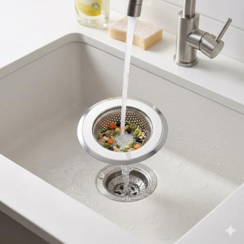 11.5cm Paslanmaz Çelik Evye Süzgeci, Tıkanma Önleyici Metal Lavabo Filtresi, Mutfak Lavabo Gider Süzgeci, Kolay Temizlenir