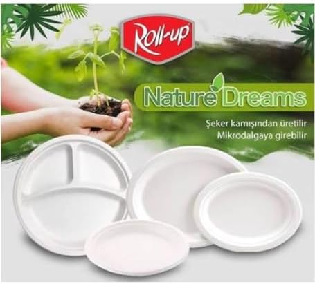 Alternative view of Roll-Up Nature Ekolojik Karton Kağıt Parti Tek Kullanımlık Tabak - 22 Cm. - 50 Adetlik 1 Paket