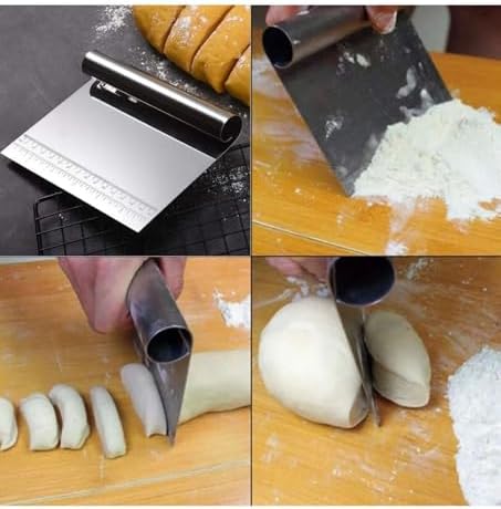 Alternative view of Paslanmaz Çelik Hamur Kesme ve Kazıyıcı Spatula Ölçü Çizgili Pasta Kek Kesici Aparat