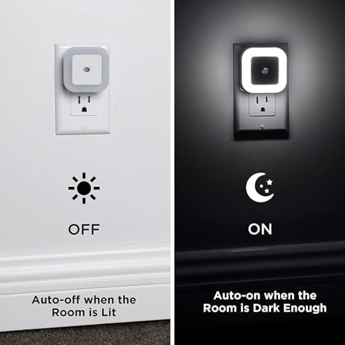LED gece lambası, Duvara Takılan LED Gece Lambası, Alacakaranlık Sensörlü, 0.5w Gece Aydınlatması, Koridor, Merdiven, Mutfak, Banyo ve Yatak Odası İçin (6'lı Paket)
