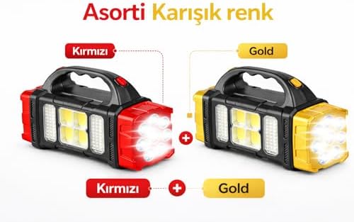 Solar LED Kamp Feneri, , 8 LED Ultra Parlak Taşınabilir Kamp Lambası, , Kamp, Balıkçılık, Acil Durum ve Outdoor Kullanım İçin, Kırmızı,Gold karışık (Asorti) renk