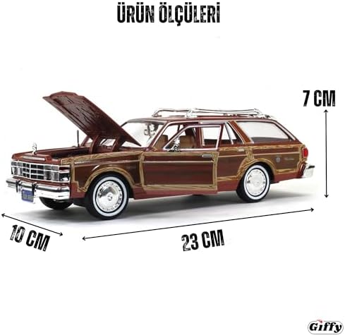 1979 Chrysleer LeBaron Town & Country Die Cast Model Klasik Araba 1:24 Ölçek Koleksiyon Kutulu Metal - Görsel 2