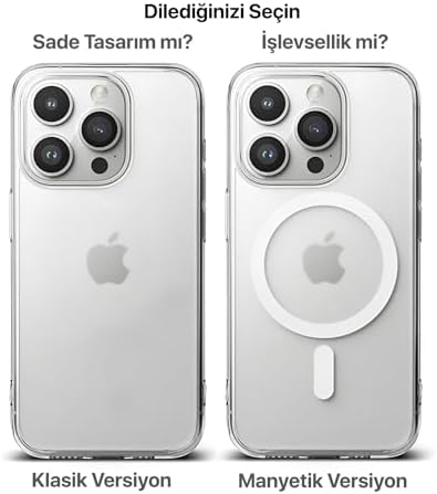 İphone 15 İçin Magsafe ile Uyumlu Arkası Mat Görünümlü Polikarbonat Kenarları Silikon Parmak İzi Tutmayan Yüksek Kalite Şeffaf Silikon Kılıf (Manyetik, 15) - Görsel 2