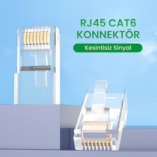 Cat6 RJ45 Jack 8P8C Ethernet Konnektörü Altın Kaplama 102 Adet - Görsel 2