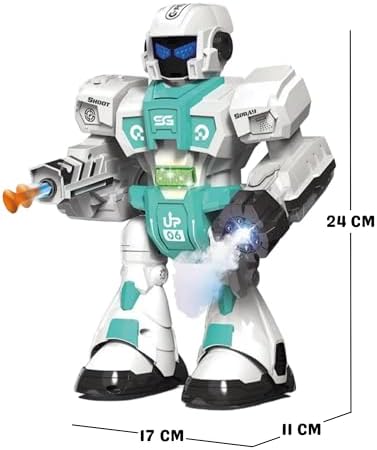 Alternative view of Oyuncak Buhar Atan Uzaktan Kumandalı Savaşçı Robot Sesli Işıklı Müzikli Dans Eden 2 Adet Yapışkanlı Mermi Atan Akıllı Robot (mavi)
