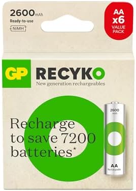 GP Batteries ReCyko 2600mAh AA Kalem Ni-Mh Şarjlı Pil, 1.2 Volt, 6'lı Kart