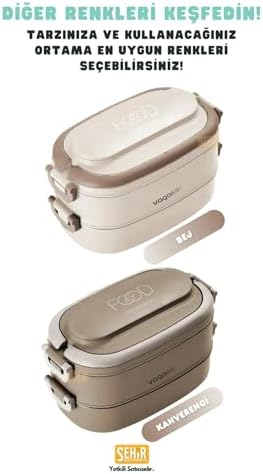 Alternative view of 1140ml Lunchbox 2 Katlı 4 Bölmeli Mini Kaseli Çelik Sefer Tası Yemek Kutusu (Kahverengi)