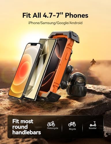 Alternative view of Bike Phone Holder Mount,  Bicycle Phone Mount, Dirt Bike Accessories for All 4.7-7.0" Phones, Motorcycle Phone Mount for iPhone 16 Pro Max/15/14/13/12  S25/S24/S23