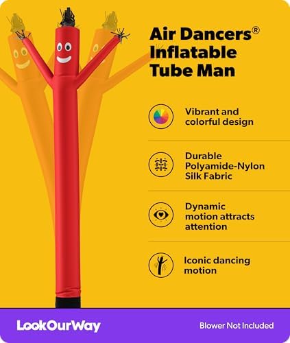 Torero Inflatables Lookourway Air Dansçı hoch Tube Man şişirilebilir sabitleme, 20-feet 20' Kırmızı - Görsel 3
