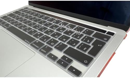 MacBook Pro Rusça Klavye Koruyucu UK ISO Ters L Enter A2338 M1 M2 A2251 A2289 A2141 Uyumlu Silikon Keyboard Cover Touch Bar Siyah - Görsel 2