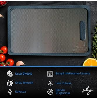 Alternative view of Özel Tasarımlı 304 Paslanmaz Çelik Kesme Tahtası 3lü set (Saklama Kılıfı, Kesme Tahtası ve Silikon Kaydırmaz Mat)1,5 mm Kalınlık, 23 X 34 cm Yıkanabilir, Gıda Temasına Uygun, Hijyenik