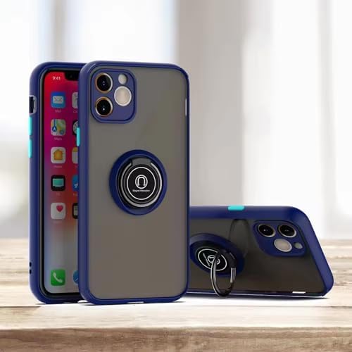 Alternative view of & AKSESUAR iPhone 12 ile Uyumlu Arka Kısmı Mat Şeffaf Yapıya Sahip Manyetik Yüzük Stantlı Kenarları Silikon Tpu Malzemeden Üretilmiş Renkli Tuşlara Kamera Korumalı Transparan Kılıf