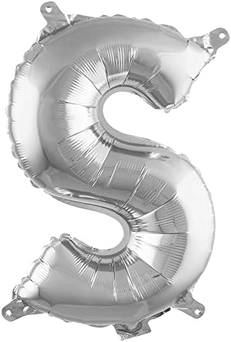 S Harfi 16 İnç Gümüş Renk Folyo Balon 36 CM (Gümüş)