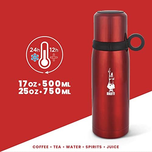 - Termos - 460mL - Kırmızı Renk - Paslanmaz Çelik - Çift Katmanlı - 12 Saat Sıcak 24 Saat Soğuk Tutar - Bardaklı Kapak Özelliği