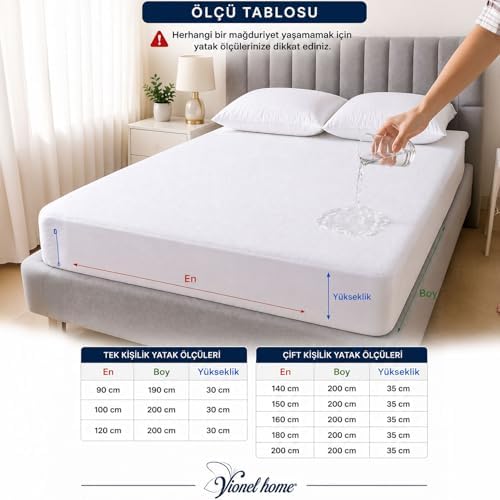 Vionel Home%100 Pamuk, Full Kenar Fitted Sıvı Geçirmez,Tek, Çift Kişilik Bebek Yatak Koruyucu Çarşaf Alez (90x200)