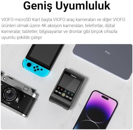 Viofo High Endurance 256GB Class 10 A2 V30 100MB/s Okuma 90MB/s Yazma Micro SD Hafıza Kartı - Görsel 3