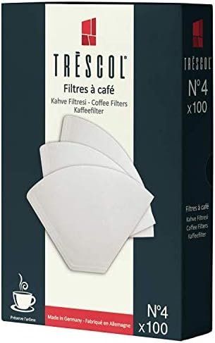Trescol Kahve Filtresi, Beyaz Kağıt, 4 Numara, Büyük Boy, 100'lü Paket
