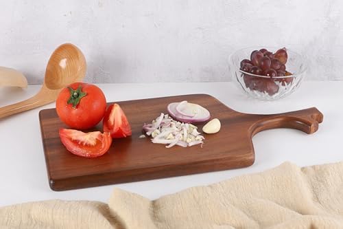 Alternative view of Doğal Akasya Ahşap Kesme Tahtası Saplı, Et, Peynir, Ekmek, Sebze ve Meyve Servis Tepsisi için Ahşap Mutfak Doğrama Tahtası (46 * 18.5 * 1.5cm)