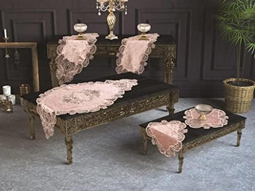 Alternative view of çeyiz diyarı Fransız Güpürlü Yasemin Kadife Salon Takımı 5 Parça Pudra 161757