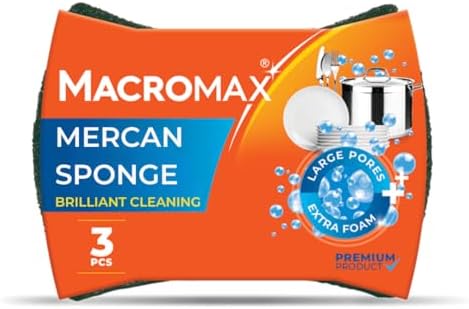 Mercan Bulaşık Süngeri 3'lü Paket, Büyük Gözenekli Bol Köpük Sağlayan Ergonomik Sünger - Görsel 3