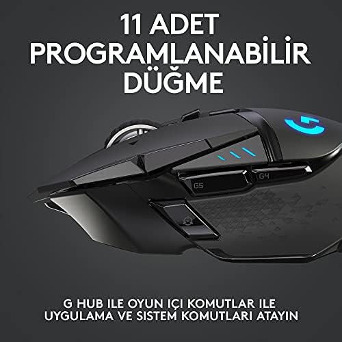G G502 LIGHTSPEED Kablosuz Oyuncu Mouse, HERO Sensör, 25.600 DPI, 400 IPS İzleme Hızı, 1 ms Bildirim Hızı, 114 gr Ağırlık, Siyah