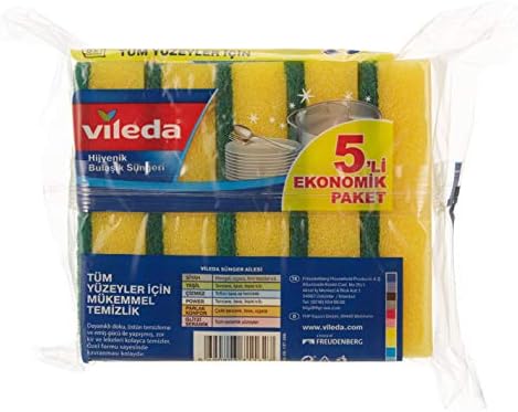 Düz Hijyenik Bulaşık Süngeri, 5'li Ekonomik Paket, Yeşil - Görsel 3