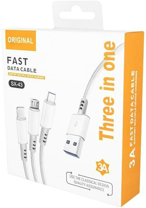 3ü1 arada USB Kablo. Şarj Kablosu, Çoklu Sarj Kablosu 3 Uçlu Type-c Uyumlu - Görsel 3