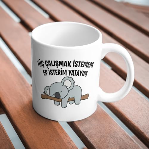 Hiç Çalışmak İstemem Ep İsterim Yatayım Komik Yazılı Kupa Bardak Hediyelik Çay Kahve Kupası Coffee Mug - Görsel 3