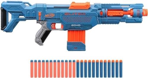 Alternative view of Elite 2.0 Echo CS-10 Blaster - 24  dart, 10-dart klip dergisi, çıkarılabilir omuz desteği ve namlu uzatma, 4 taktik ray