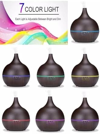 Uzaktan Kumandalı 550ml Aroma Difüzörü Ultrasonik Hava Nemlendirici Buhar Makinesi Rgb 7 Renk Led, Siyah