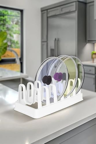 Alternative view of Plastik 6 Bölmeli Tencere Kapağı ve Tabak Düzenleyici Organizer, Dolap İçi ve Tezgah Üstü Kapak Organizeri, Mutfakta Düzen Sağlayan Çok Yönlü Depolama Çözümü