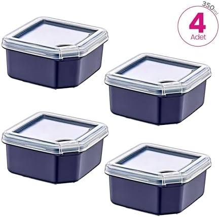 4'Lü Q-Box Saklama Kabı Lacivert 350 ML