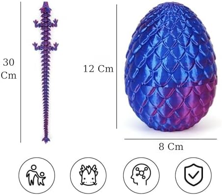 Kristal Ejderha Yumurta Seti - Hareketli Organik 3D Figür Oyuncak | Dekoratif Koleksiyon Ürünü gizemli ejderha figürü, (renk geçişi mor) (Mor)