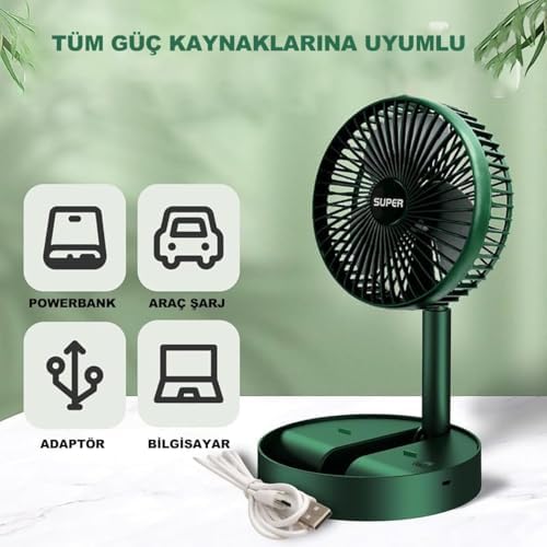 Alternative view of Şarjlı Taşınabilir Fan Katlanır Teleskopik Usb Fanı Ev Ofis Masaüstü Sessiz Fan