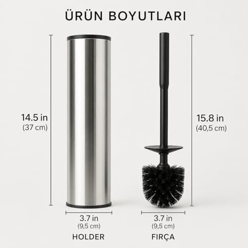Alternative view of Krom Klozet Fırçası, Paslanmaz Görünümlü Tuvalet Fırçası, Siyah Saplı Modern WC Fırçalık, Banyolar İçin Kompakt ve Şık Tasarım