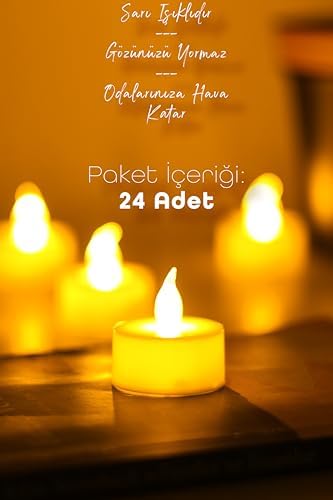 Alternative view of 24 Adet Led Mum Tealight Mini Dumansız Pilli Alevli Dekoratif Yapay Mum Işıldak Beyaz 1036-2
