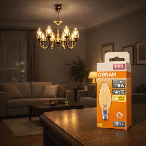 Alternative view of LED Mum Ampul 4W E14 2700K Dimmer Uyumlu 4'lü Paket 470 Lümen Sarı Işık Şeffaf Filament Ampul 40W Eşdeğer