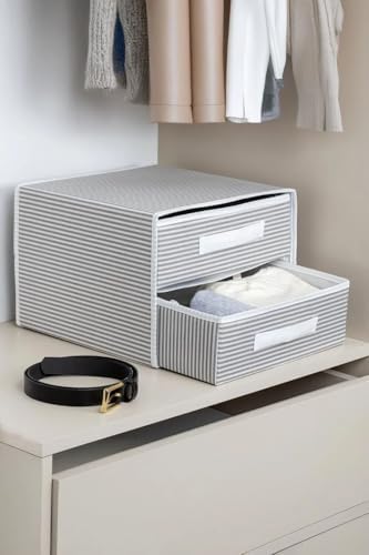 Alternative view of Dolap İçi Kumaş Kaplamalı Mini Çekmece Organizer, Çekmeceli Dolap İçi Düzenleyici, İç Çamaşırı Çorap Tekstil Organizer Kutusu (2 Çekmeceli)