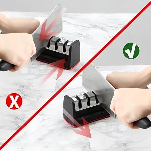 Kanji 3 Fonksiyonlu Paslanmaz Çelik Bıçak Bileyici – Elmas, Tungsten ve Seramik Bileme – Şef, Mutfak, Meyve, Çakı ve Av Bıçakları İçin Ergonomik Bileme Aleti