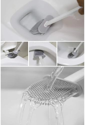 Tuvalet Fırçası Beyaz Renk Silikon Klozet WC Banyo Küvet Temizleme Fırçası Antibakteriyel Kolay Temizlenir Delmeden Duvara Monte Ürün boyutu: 36.5cm x 10cm x 4.1cm (Beyaz)